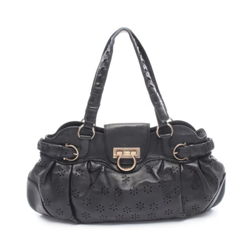 Salvatore Ferragamo Gancini Tote Bag Leather Black